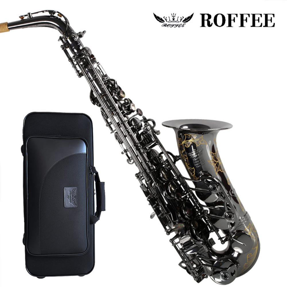 ROFFEE Original Import Professional Performance Level Alto Brass Black Nickel Gold Eb Tone Saxophone