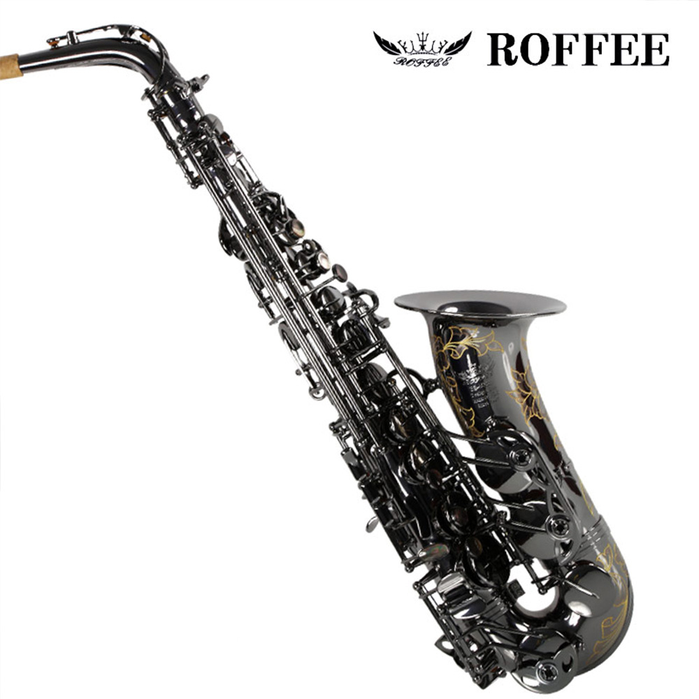 ROFFEE Original Import Professional Performance Level Alto Brass Black Nickel Gold Eb Tone Saxophone