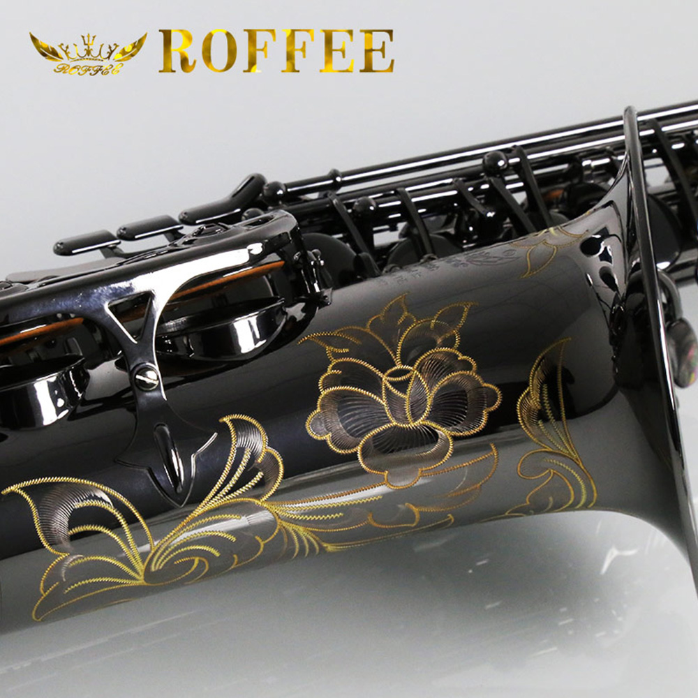 ROFFEE Original Import Professional Performance Level Alto Brass Black Nickel Gold Eb Tone Saxophone