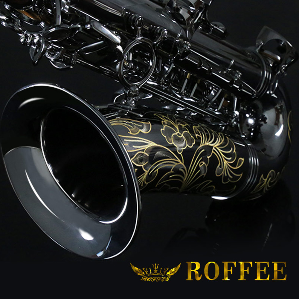 ROFFEE Original Import Professional Performance Level Alto Brass Black Nickel Gold Eb Tone Saxophone