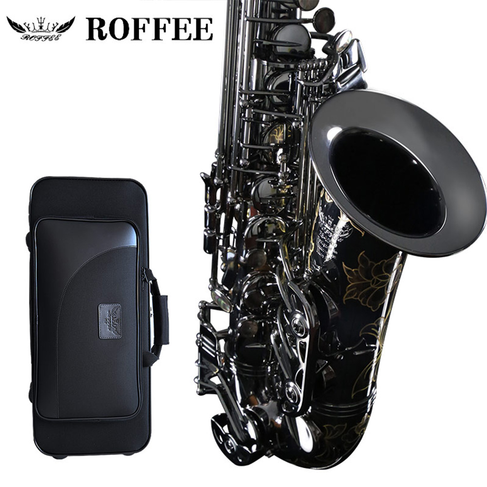 ROFFEE Original Import Professional Performance Level Alto Brass Black Nickel Gold Eb Tone Saxophone