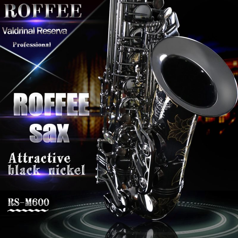 ROFFEE Original Import Professional Performance Level Alto Brass Black Nickel Gold Eb Tone Saxophone