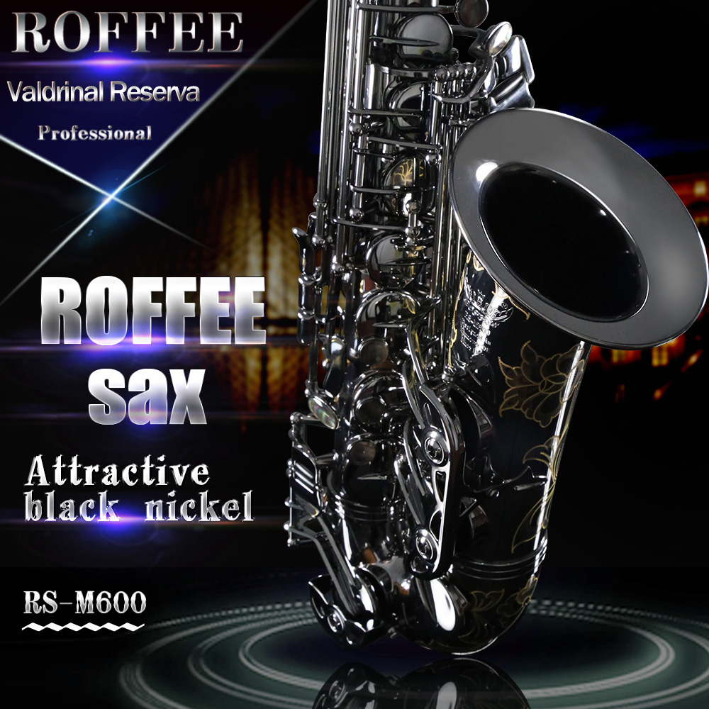 ROFFEE Original Import Professional Performance Level Alto Brass Black Nickel Gold Eb Tone Saxophone