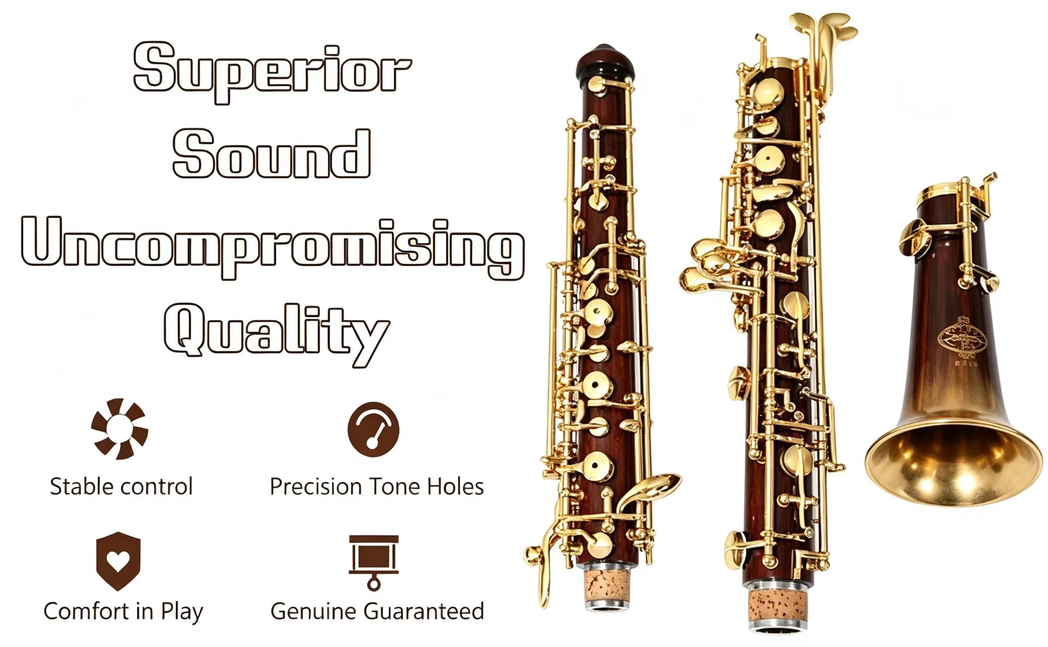 Rochix Beginner Level Redwood Body 18K Gold Plated Key Professional Performance Level Oboe(Out of stock)