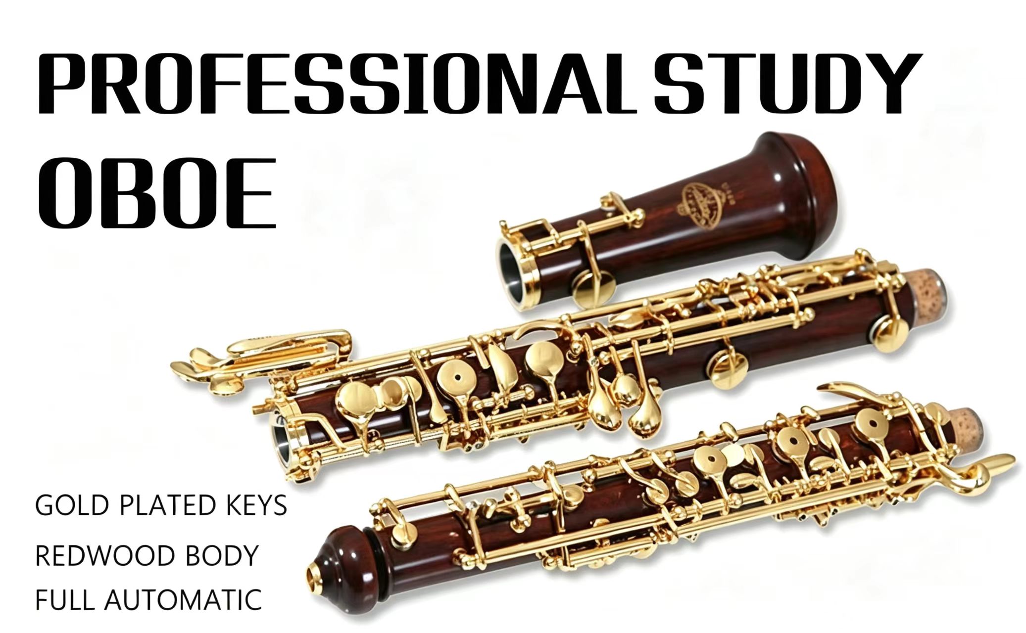 Rochix Beginner Level Redwood Body 18K Gold Plated Key Professional Performance Level Oboe(Out of stock)
