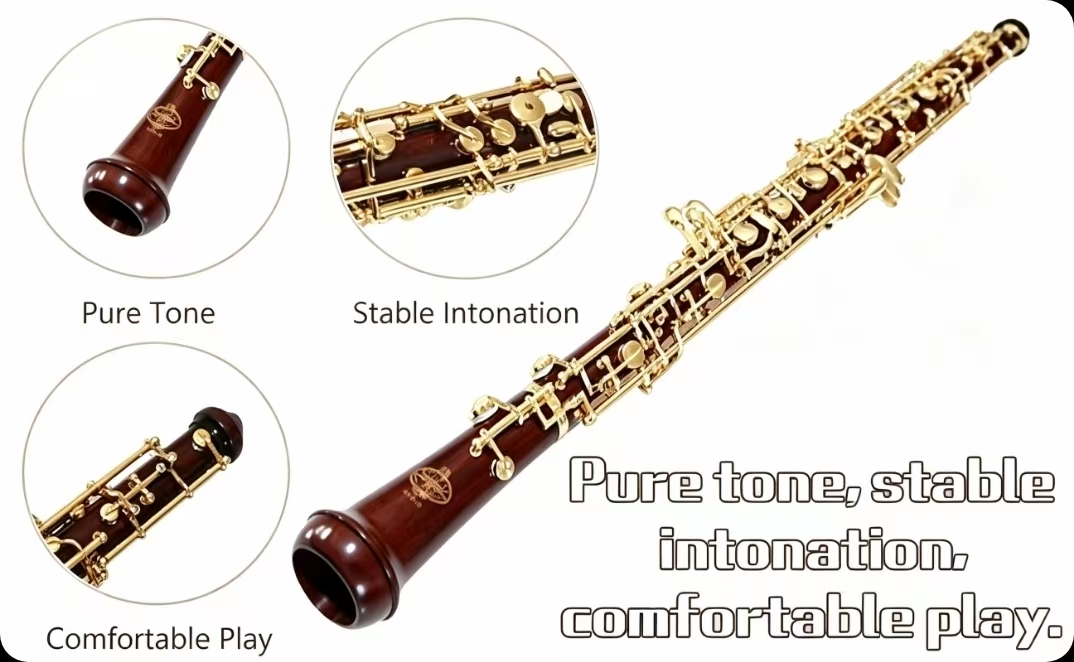 Rochix Beginner Level Redwood Body 18K Gold Plated Key Professional Performance Level Oboe(Out of stock)