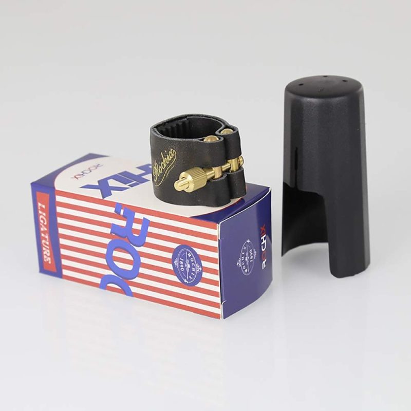 Rochix Genuine Leather Ligature and Plastic Cap for Alto Saxophone Sax