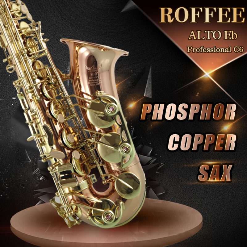 ROFFEE Professional Performance Level Alto Phosphor Copper Eb Tone Saxophone
