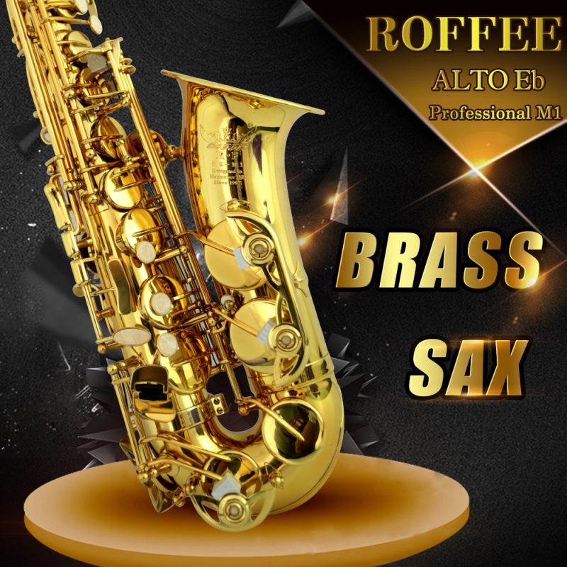 ROFFEE Beginner and Performance Level Alto Brass Eb Tone Saxophone