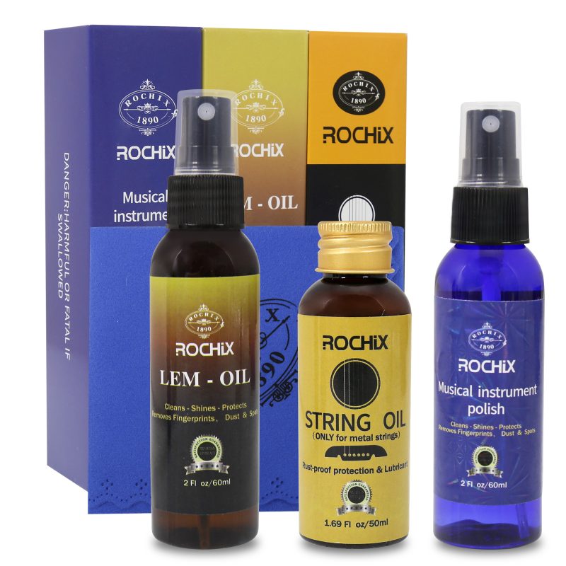 Rochix Premium Guitar Cleaning Care Kit 3-Piece Kit - Guitar Oil and Cleaner for Body and Fretboard Fingerboard - Cleans,Polishes and Protects