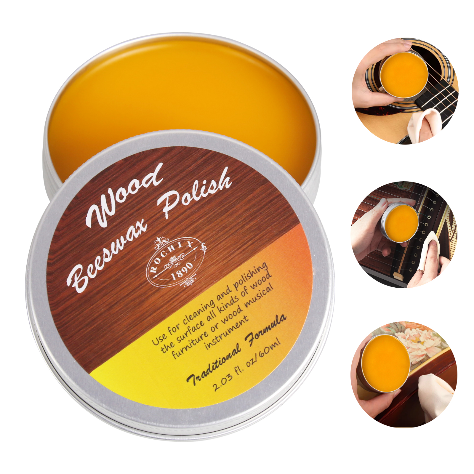 Wood Beeswax Polish Traditional Beeswax Polish for Wood Musical Instrument and Wood Furniture 2.03 fl.oz/60ml