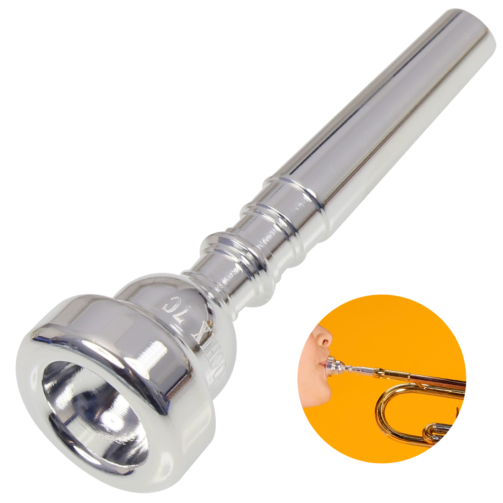 Silver Trumpet Mouthpiece 7C with Brass for Beginners and Children Trumpet Accessories