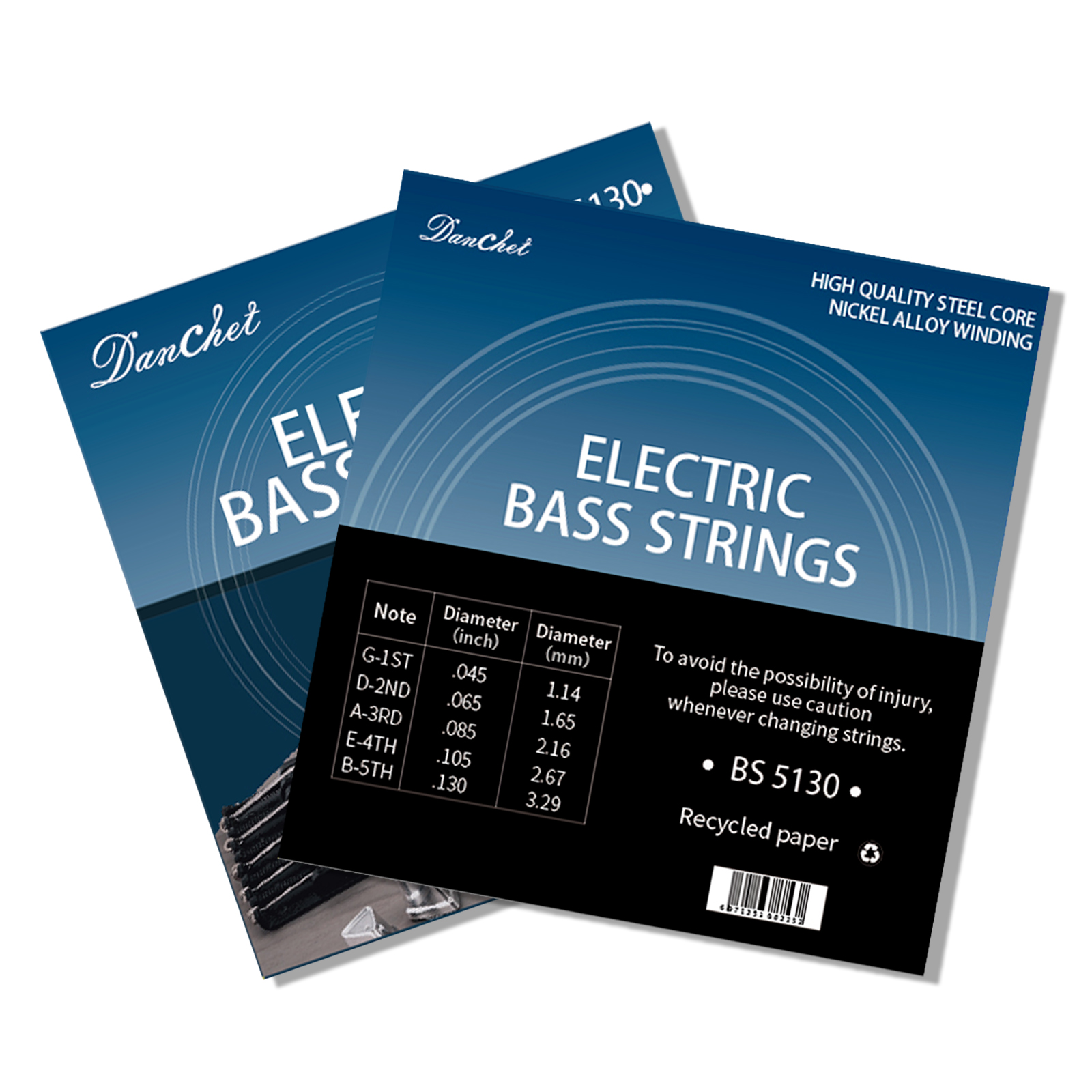Professional Level BS 5130 5 Electric Bass Guitar Strings Steel Core with Nickel Alloy Winding