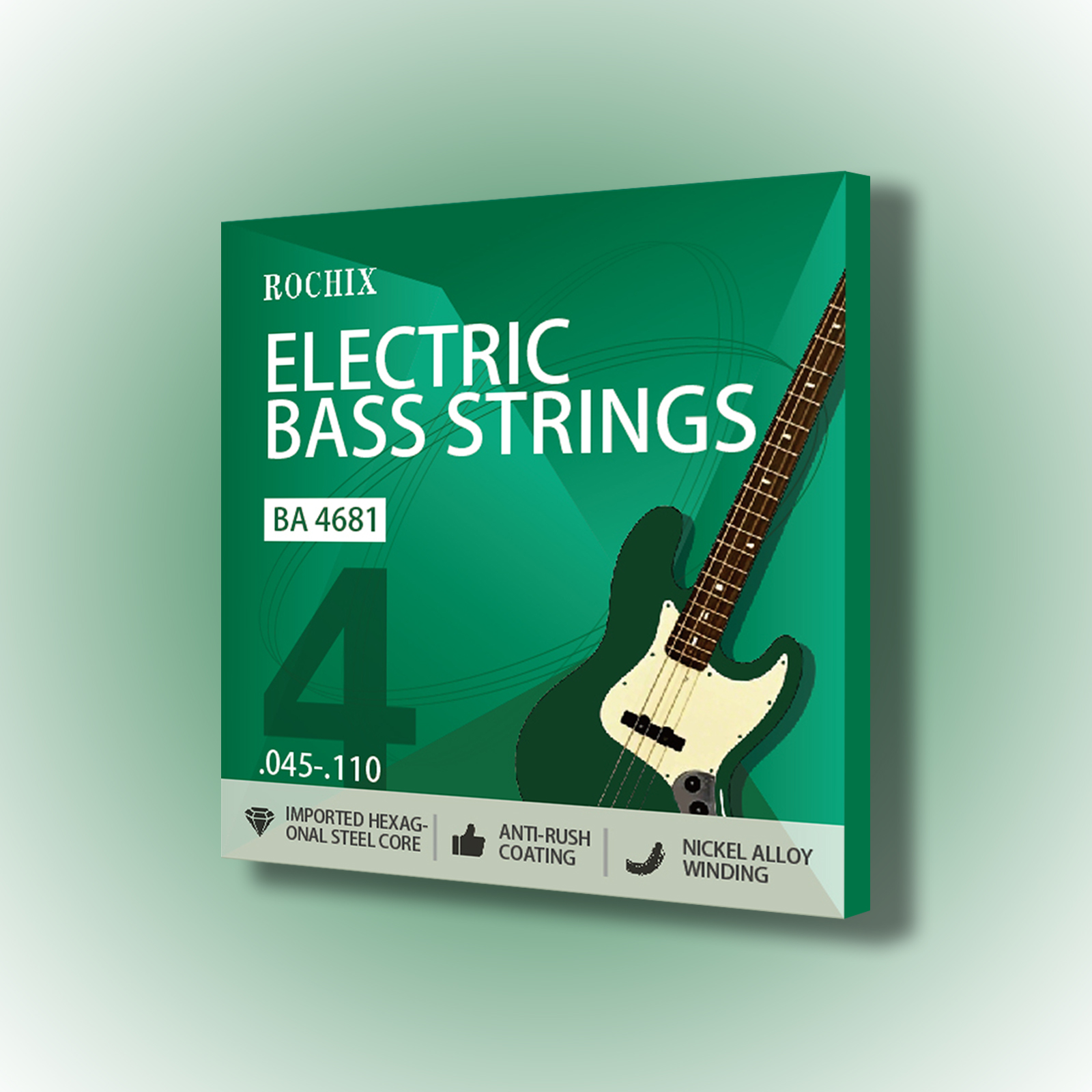 Professional Level Electric Bass Guitar Strings - BA 4681 4-String Set, Hexagonal Steel Core & Nickel-Plated Alloy Winding, Premium Tone for Pros