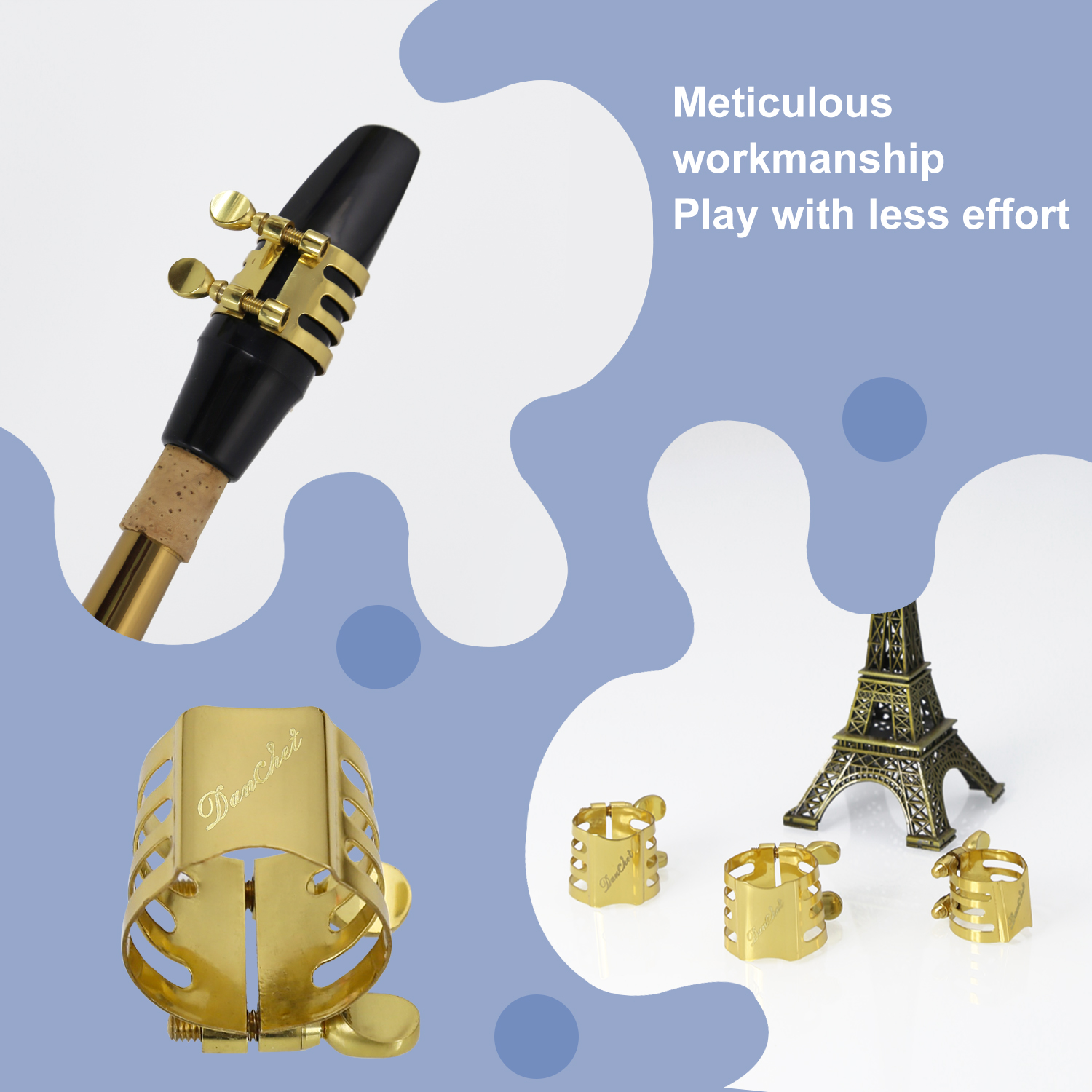 Soprano Saxophone Ligature Double Screws Gold Soprano Saxophone Ligature Fastener Mouthpiece Accessories