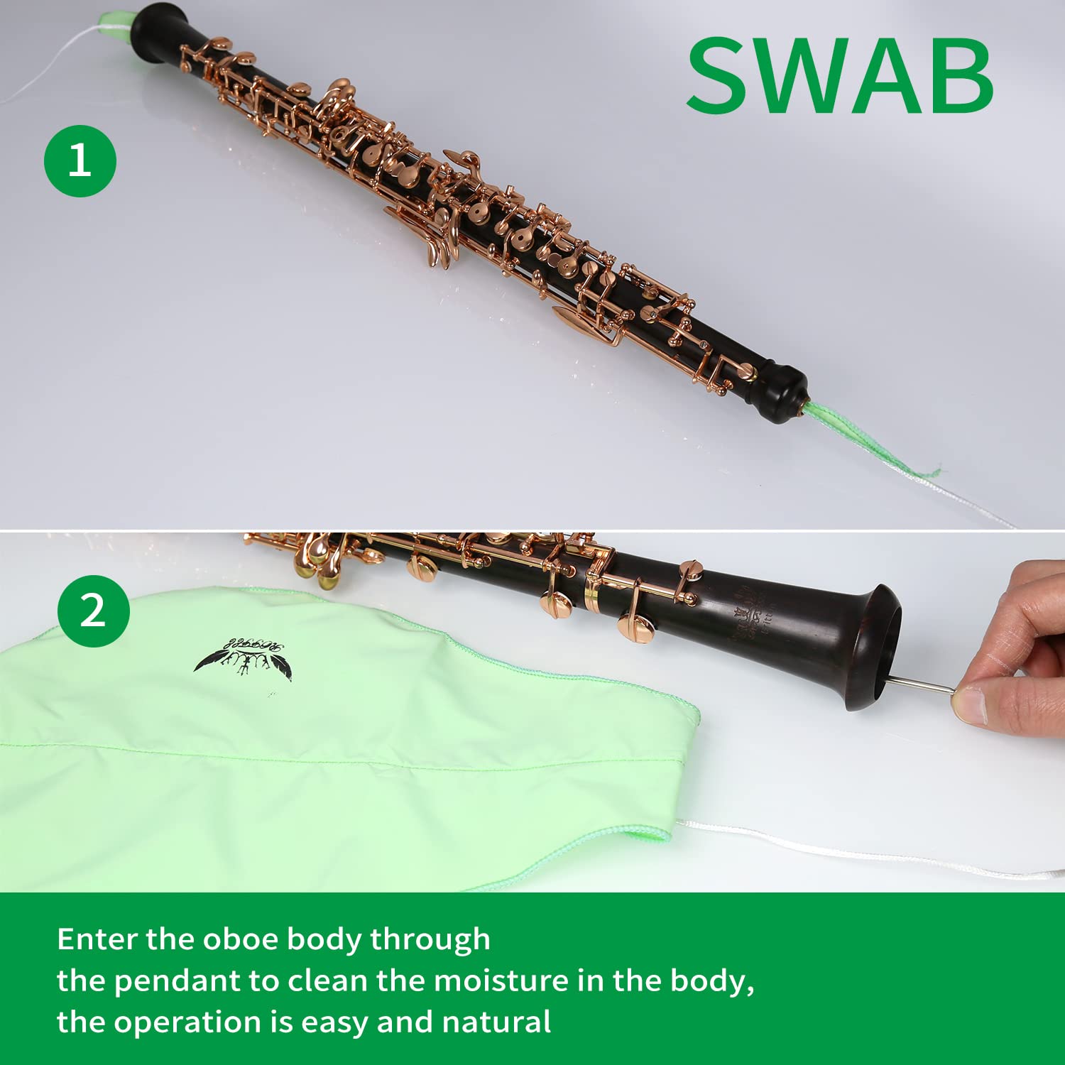 Oboe cleaning kit, oboe cleaning and care kit, oboe swab, key oil, cork grease, blotting paper, powder paper, thumb rest, cleaning cloth, care kit for woodwind instruments...