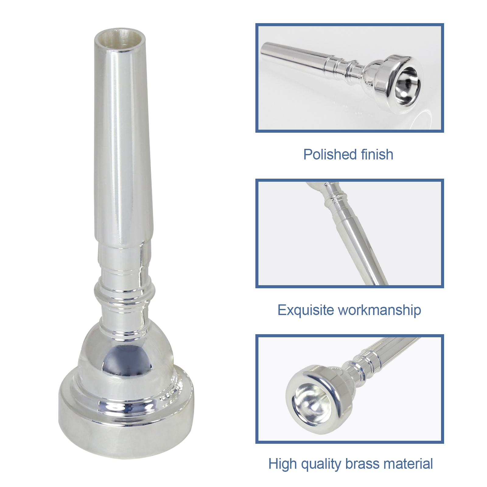 Silver Trumpet Mouthpiece 7C with Brass for Beginners and Children Trumpet Accessories