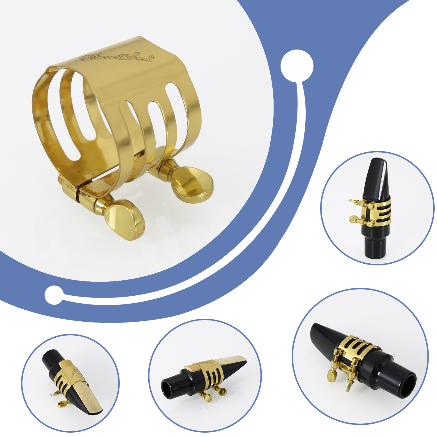 Soprano Saxophone Ligature Double Screws Gold Soprano Saxophone Ligature Fastener Mouthpiece Accessories