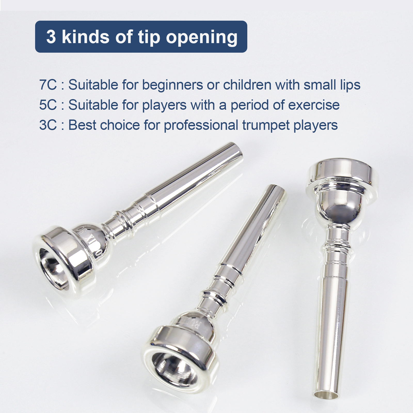 Silver Trumpet Mouthpiece 7C with Brass for Beginners and Children Trumpet Accessories