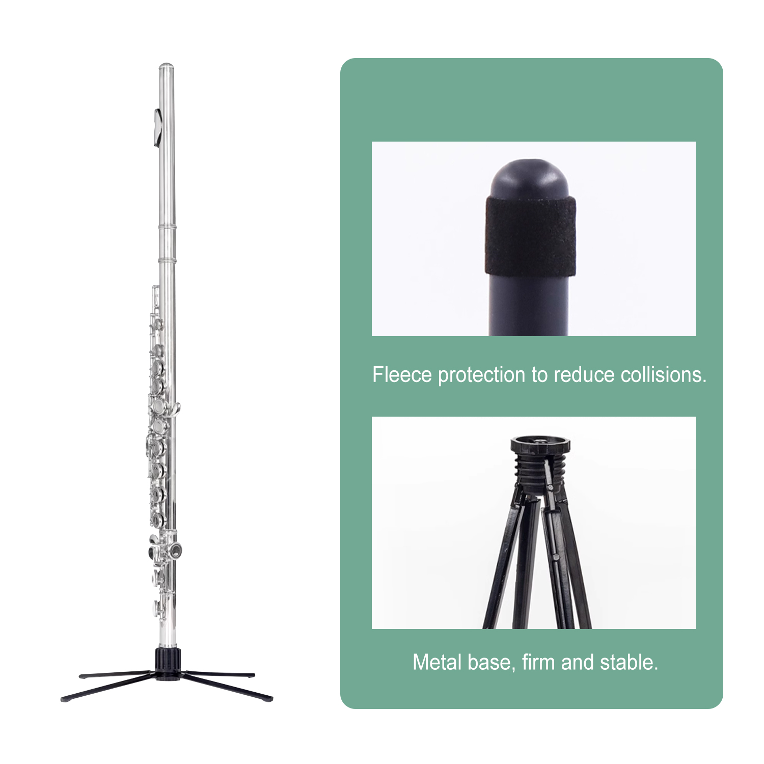 ROCHIX Portable Foldable Flute Stand - Metal Base, 4-Leg Stand for Flute & Piccolo