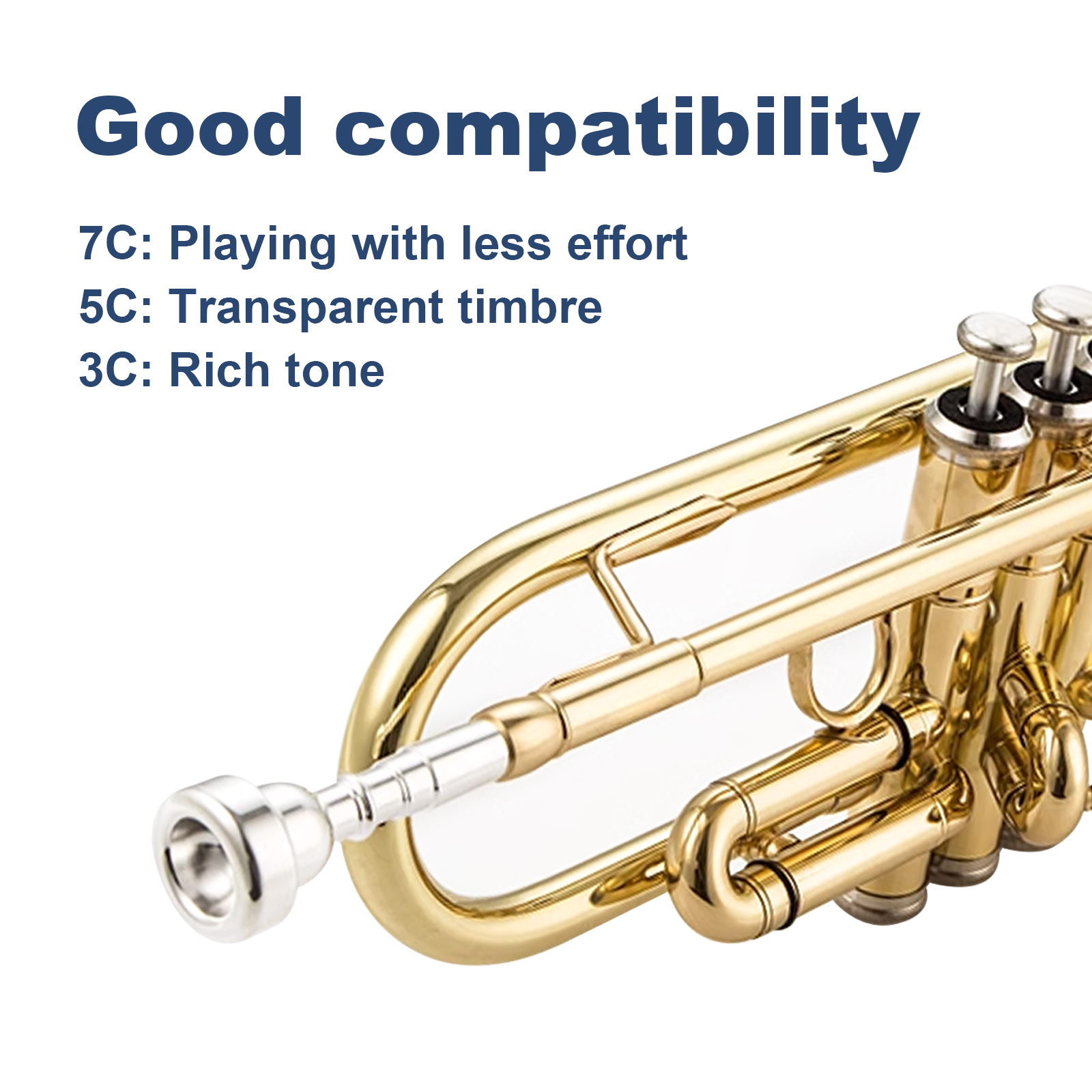 Silver Trumpet Mouthpiece 7C with Brass for Beginners and Children Trumpet Accessories
