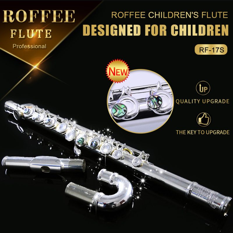 ROFFEE Children Beginner Cupronickel Body Silver Plated with D Key 16 Closed Holes Flute