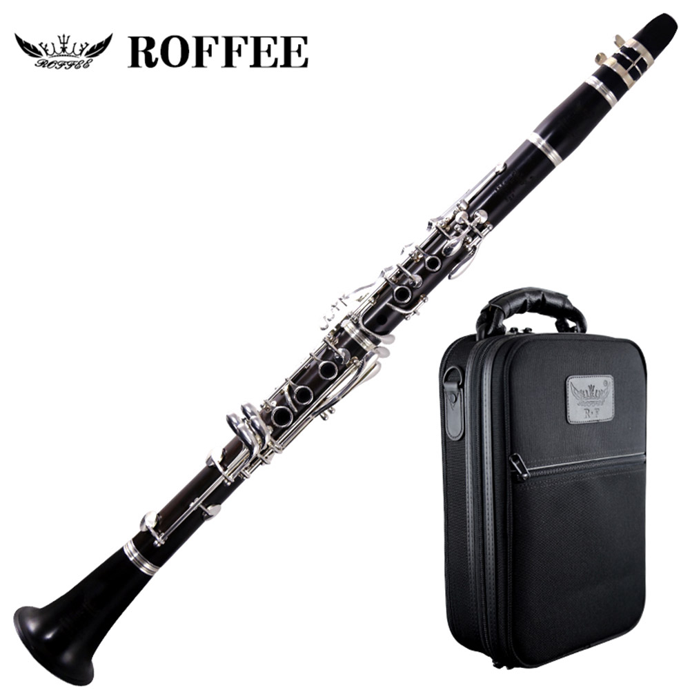 ROFFEE Professional Performance Level Ebony Wood Silver Plated 17 Keys Bb Tone Clarinet