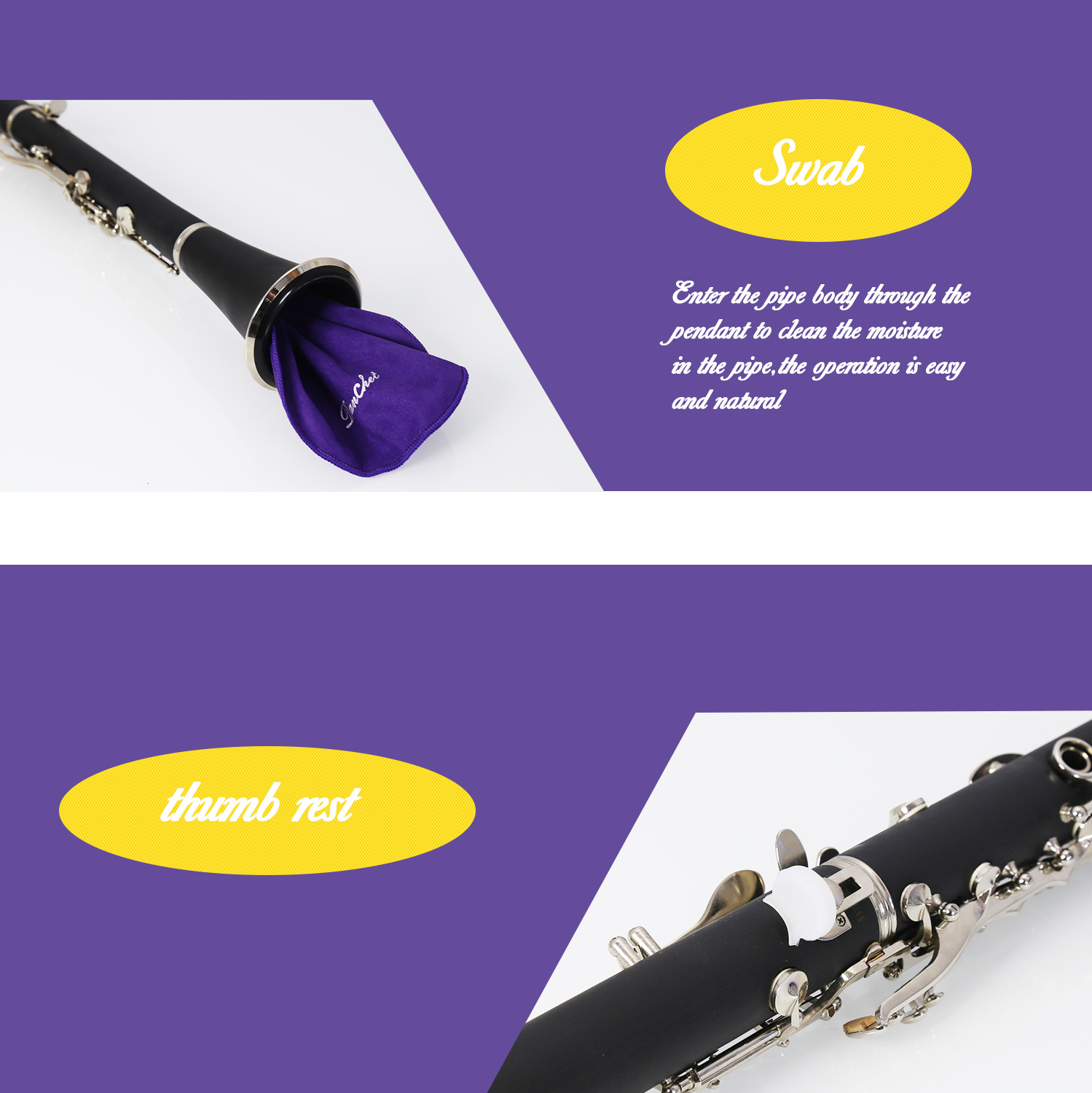 Clarinet Cleaning Kit, Clarinet and Saxophone Care Kit, Key Oil, Cork Grease, Cotton Swabs, Cleaning Cloth, Thumb Rest, Mouthpiece Brush, Screwdriver...