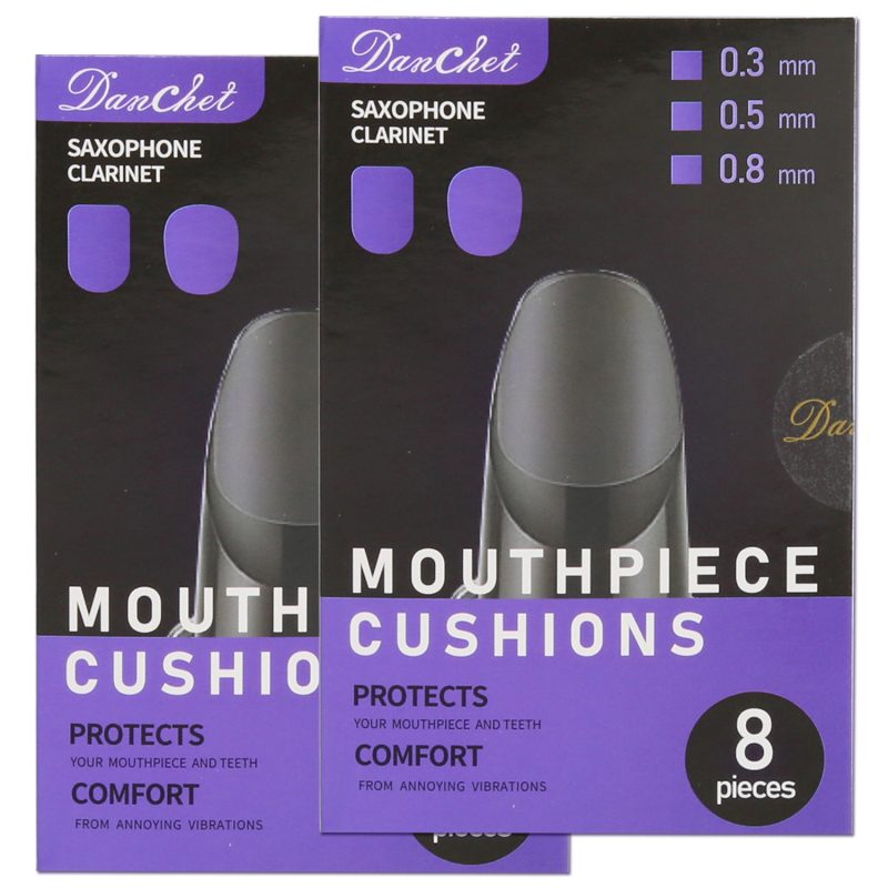 Clarinet/Soprano Saxophone Sax Mouthpiece Cushions Patches Pads,2 Packs 0.3mm Black & Clear (16 pieces).