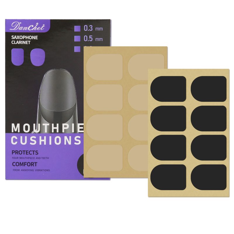 Clarinet/Soprano Saxophone Sax Mouthpiece Cushions Patches Pads,2 Packs 0.5mm Black & Clear (16 pieces).