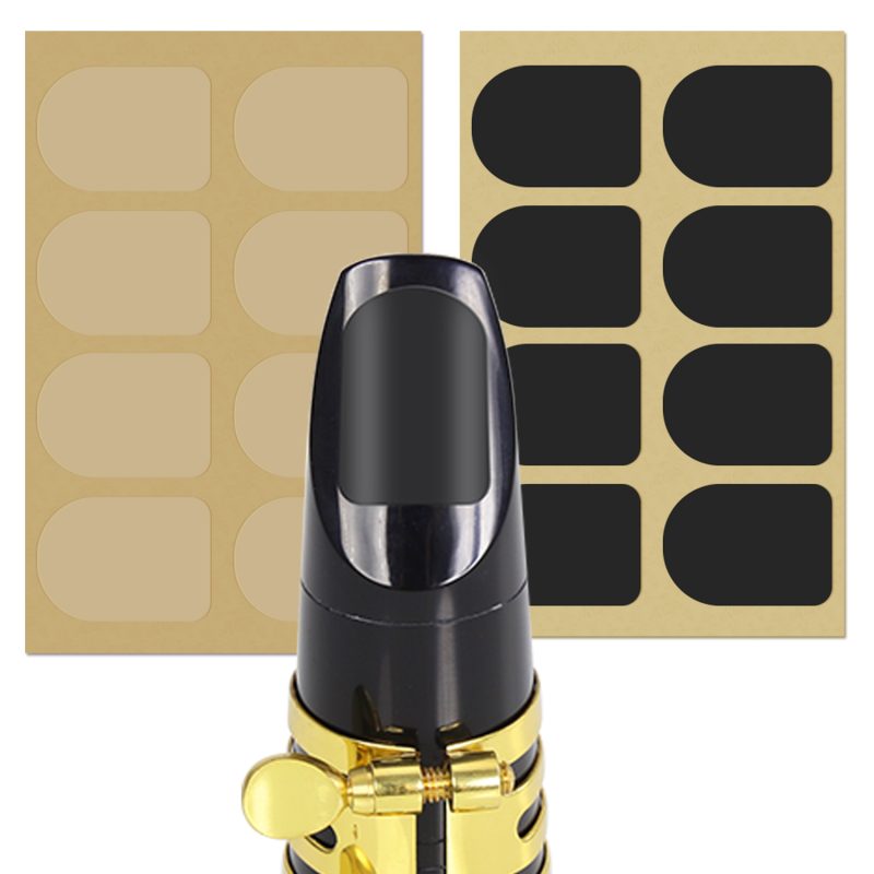 Clarinet/Soprano Saxophone Sax Mouthpiece Cushions Patches Pads,2 Packs 0.8mm Black & Clear(16 pieces).