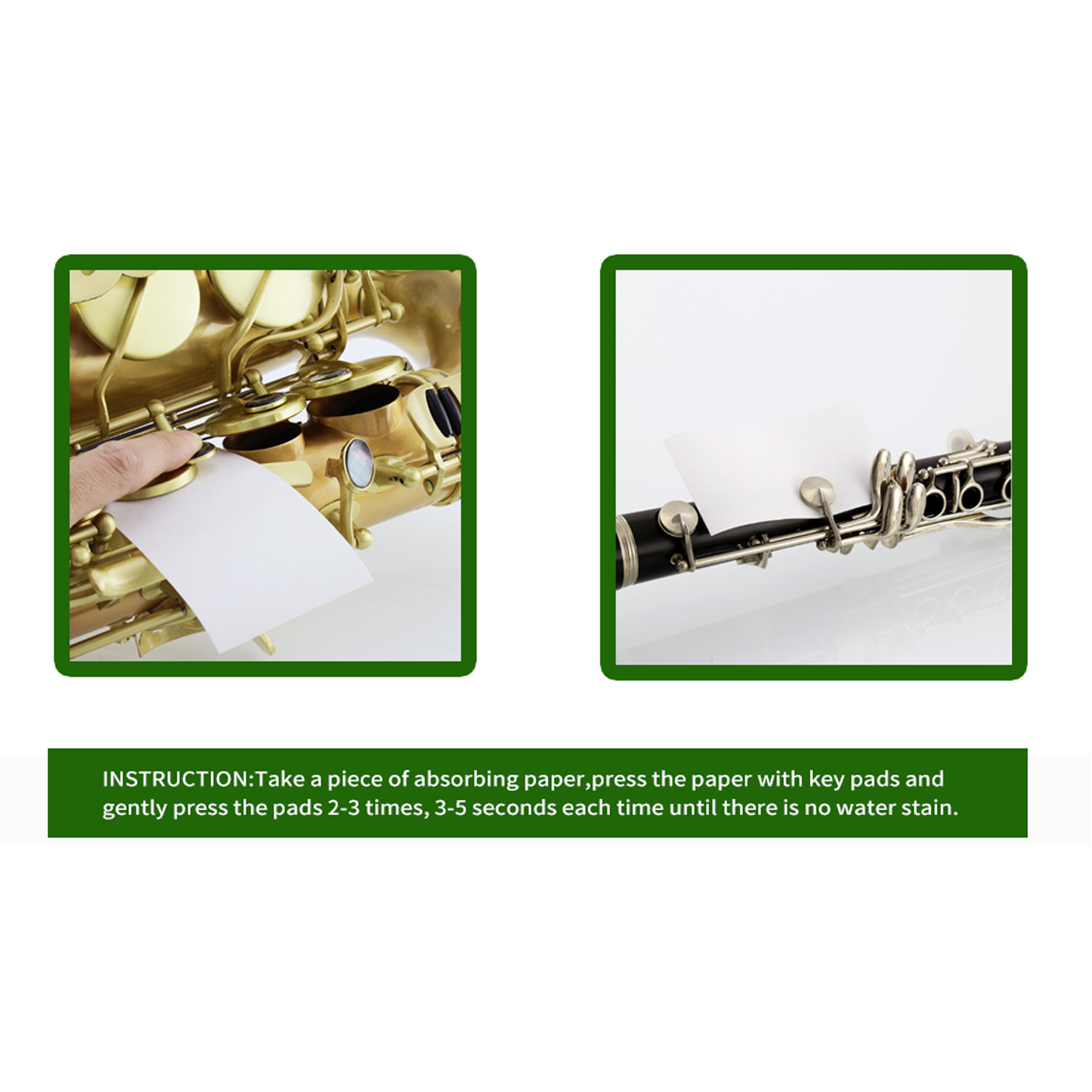 Absorbing Paper for Flute,Clarinet and Saxophone,20±1 pcs