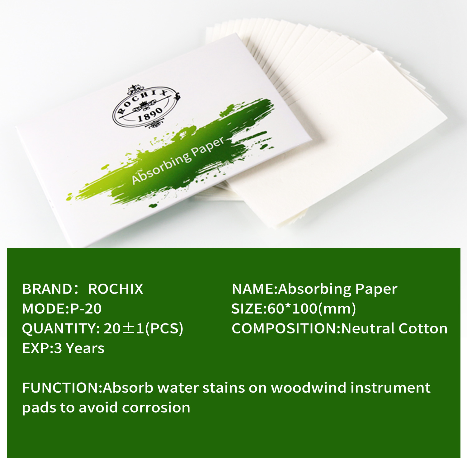 Absorbing Paper for Flute,Clarinet and Saxophone,20±1 pcs