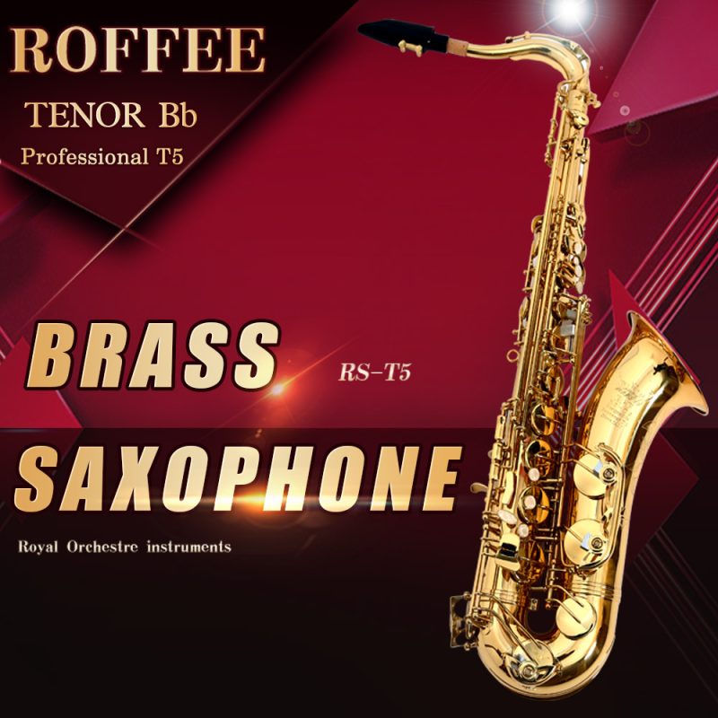 ROFFEE Professional Performance Level Tenor Brass Bb Tone Saxophone