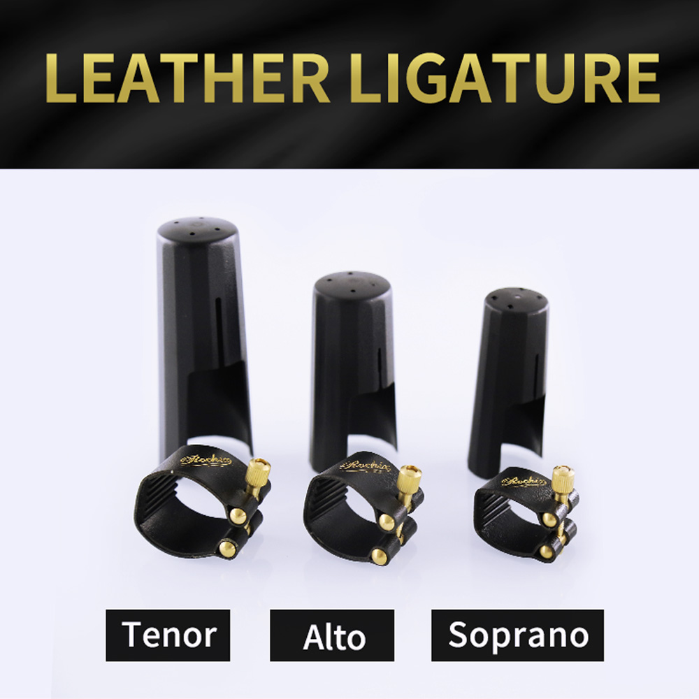 Rochix Leather Ligature and Plastic Cap for Alto Saxophone Sax