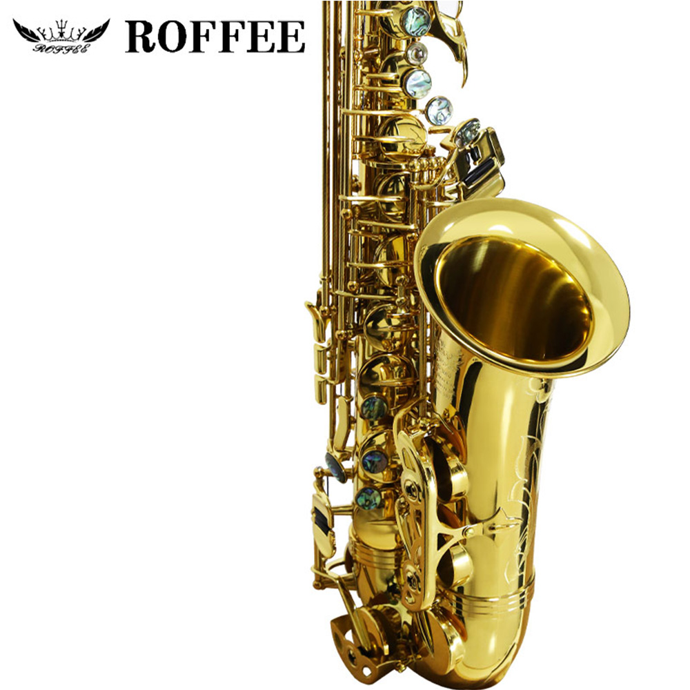 ROFFEE Original Import Professional Performance Level Alto Brass Gold Lacquer Eb Tone Saxophone