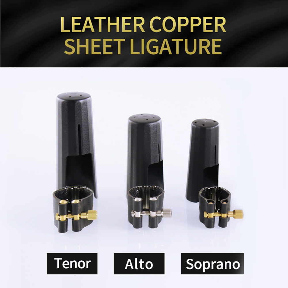 Rochix Leather Ligature with Copper Sheet and Plastic Cap for Soprano Saxophone Sax