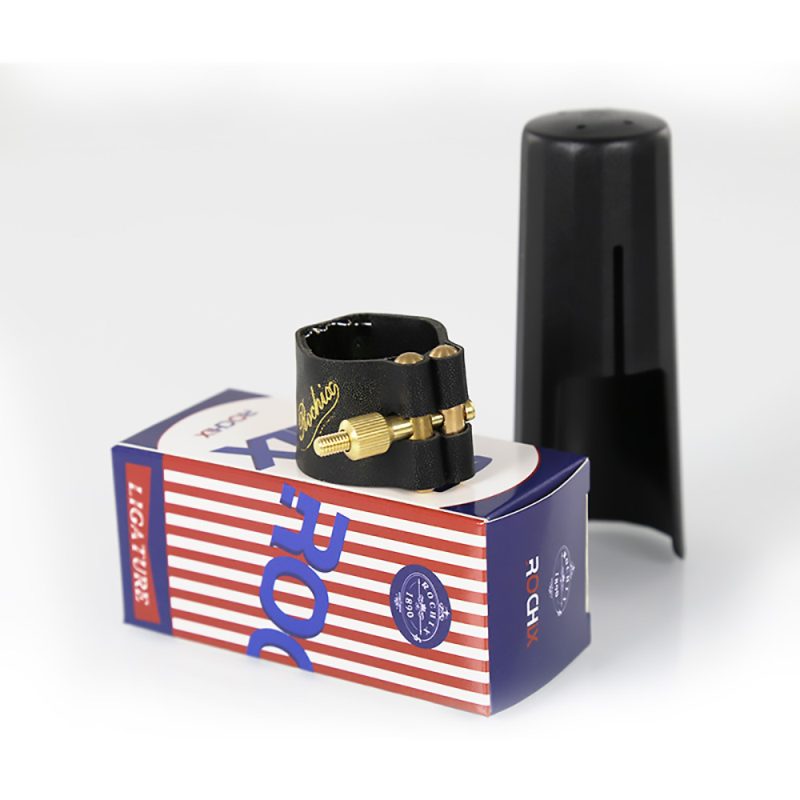 Rochix Leather Ligature with Copper Sheet and Plastic Cap for Tenor Saxophone Sax