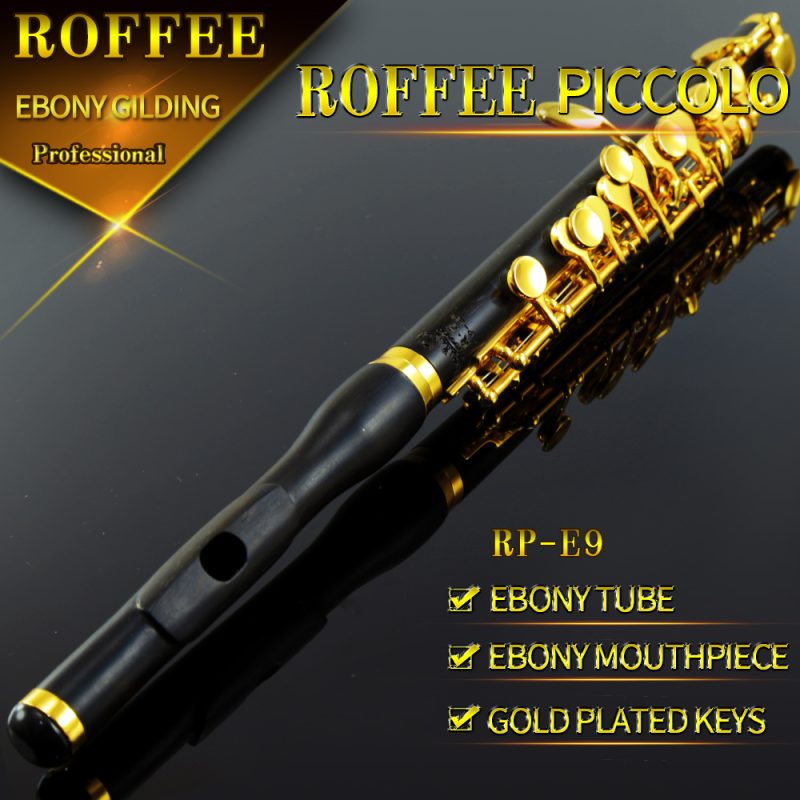 ROFFEE Professional Performance Level Ebony Body Cupronickel Silver Plated Keys Piccolo