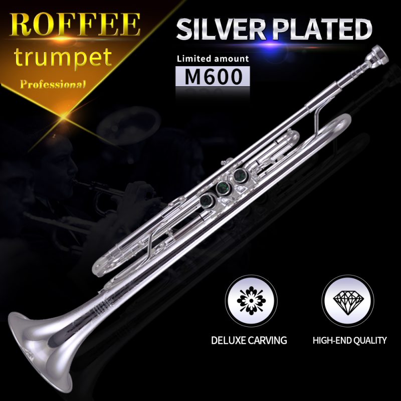 ROFFEE M600 original import professional performance level brass body silver plated Bb tone trumpet