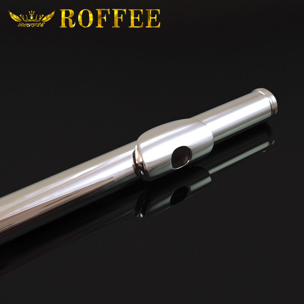 ROFFEE Professional Performance Level Nickel Silver Body Sterling Silver Mouthpiece Silver Plated Keys 17 Open Holes Flute