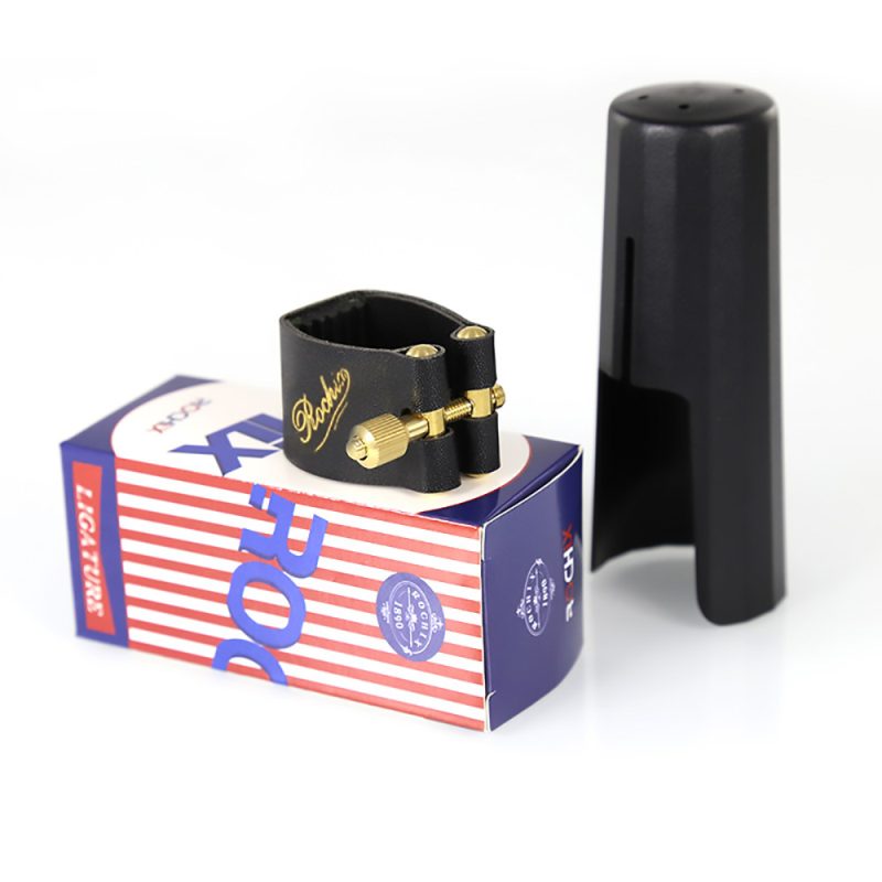 Rochix Leather Ligature and Plastic Cap for Soprano Saxophone Sax