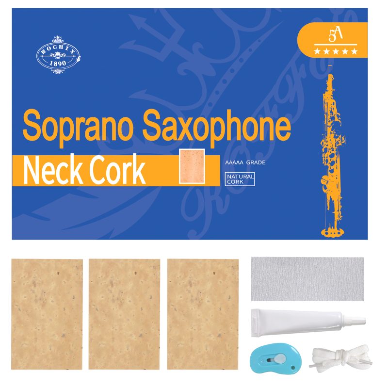 Soprano Saxophone Sax Joint Cork Replacement Kit, Saxophone Cork, Glue, Knife, Taping and Sandpaper