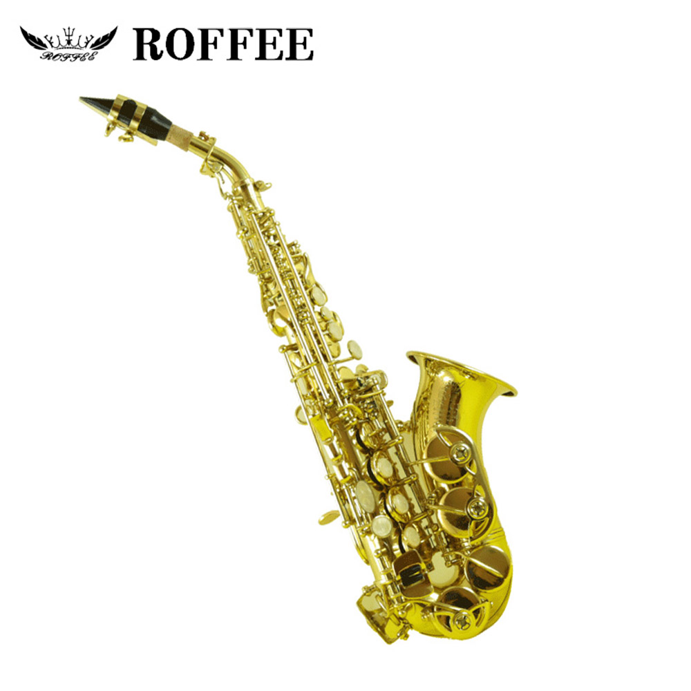 ROFFEE Professional Performance Level Children Small Bend Soprano Brass Bb Tone Saxophone