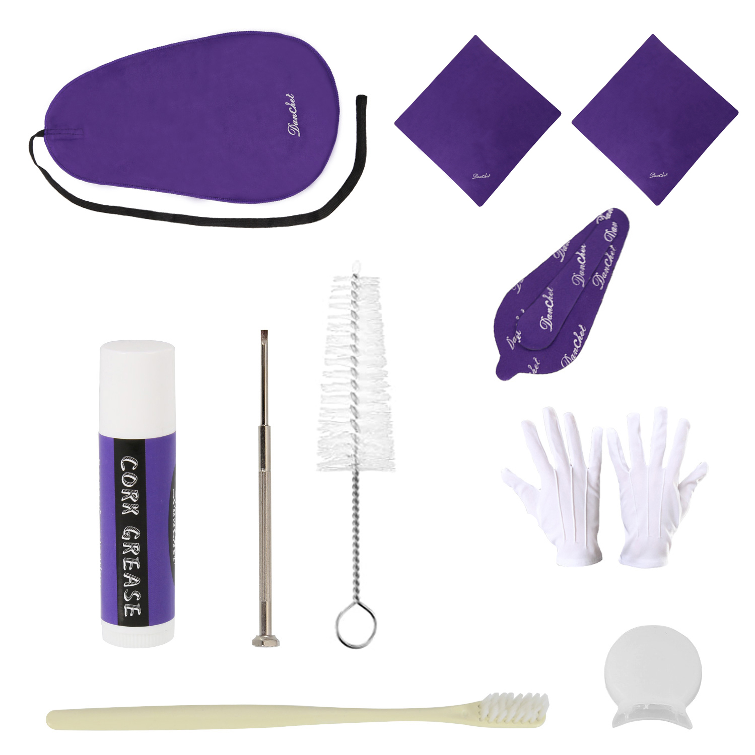 Clarinet Cleaning Kit, Clarinet and Saxophone Care Kit, Key Oil, Cork Grease, Cotton Swabs, Cleaning Cloth, Thumb Rest, Mouthpiece Brush, Screwdriver...