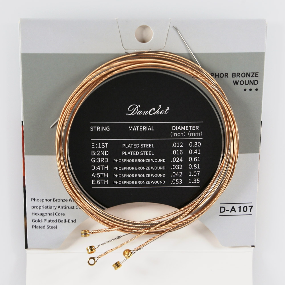 A107 Acoustic Guitar Strings,Phosphor Bronze,Medium Hard(1 Set)