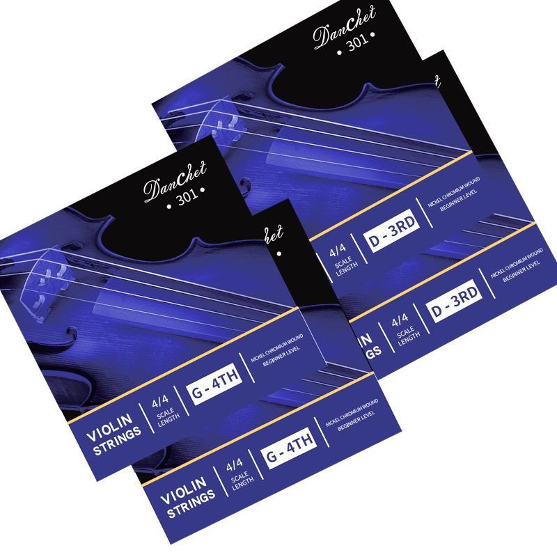 Violin Strings 4/4 D3. 2 pcs & G4. 2 pcs Beginners Level, Ball End, Nickel Chromium Wound 301…