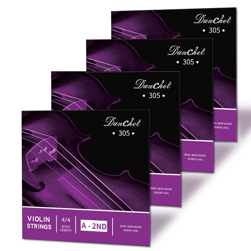Violin Strings 4/4 A2. 4 pcs Senior Level, Ball End, Nickel Silver Wound 305…