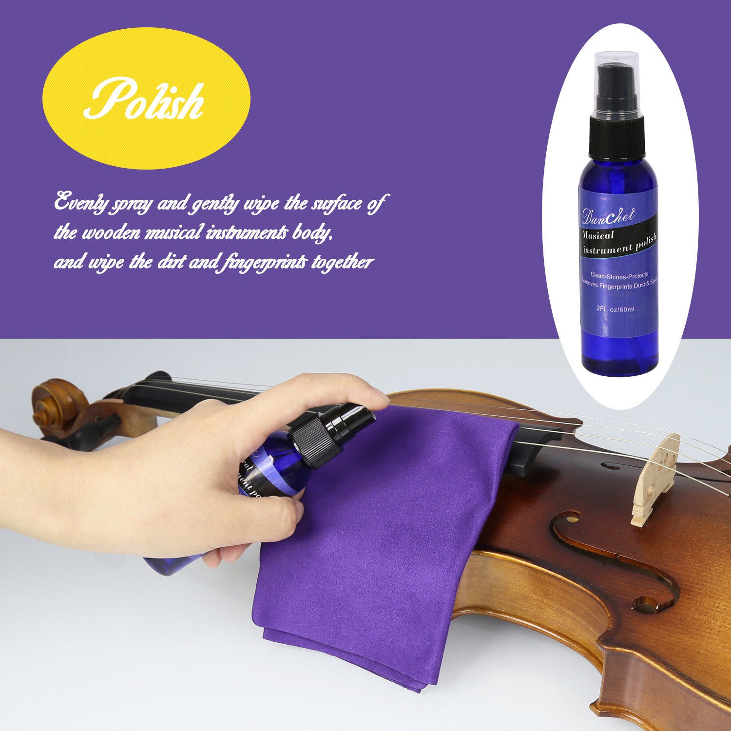 Violin Cleaner Care Cleaning Kit,Maintenance Kit,Beeswax,Liquid Rosin,Rosin Remover,String Oil,Polish,Violin Humidifier,Violin String Brush,Cleaning Clot.