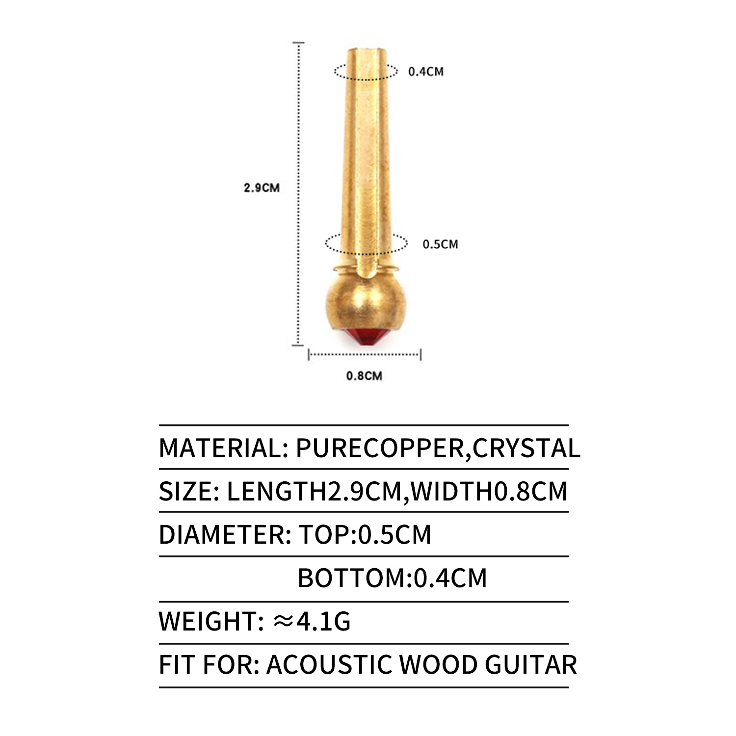 6 pcs Brass Guitar Bridge Pins for Acoustic Guitar - Durable and Stylish Replacement Pins